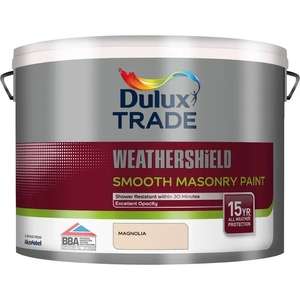 Dulux Trade Weathershield Magnolia Smooth Masonry paint, 10L - £10 collection @ B&Q