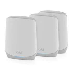 NETGEAR Orbi Tri-band WiFi 6 Mesh System, 5.4Gbps, with 1 year of NETGEAR Armor included, Router + 2 Satellites (Discount at Checkout)