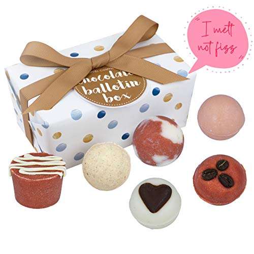 Bomb Cosmetics Chocolate Handmade Bath Melts Wrapped Ballotin Gift Pack [Contains 6-Pieces]