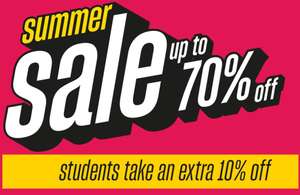 Up to 70% off the Sale + Extra 10% off Selected lines For Students + Free Click and collect From Schuh