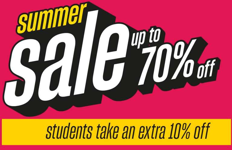 Up to 70% off the Sale + Extra 10% off Selected lines For Students + Free Click and collect From Schuh