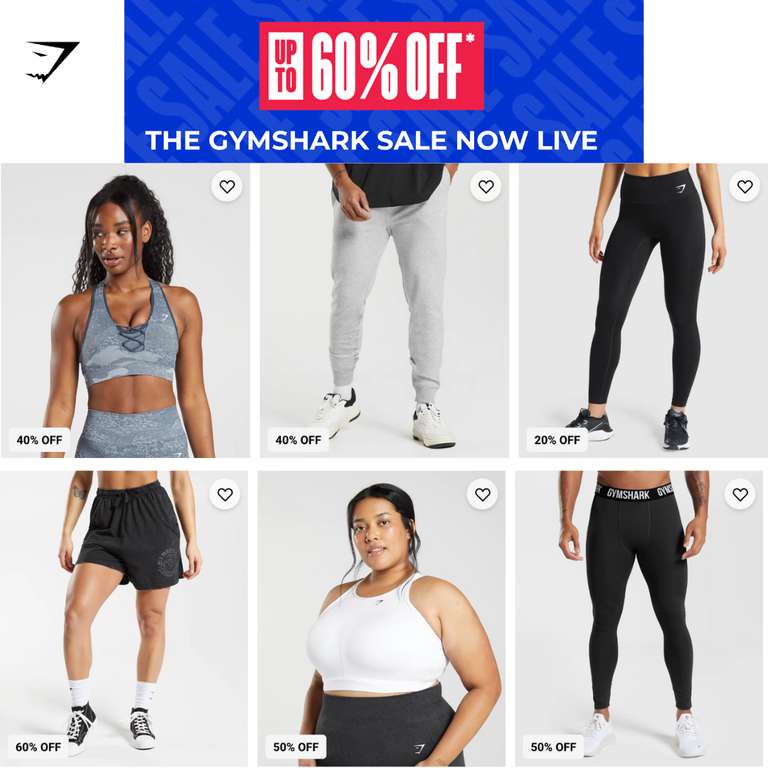 Sale - Up to 60% Off + Extra 20% Off With Code + Free Delivery Over £45 (otherwise is £3.99) - @ Gymshark