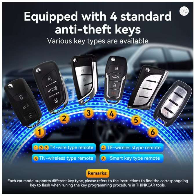 THINKCAR TKEY 101 Universal Car Key Programmer with 6 Remote Keys