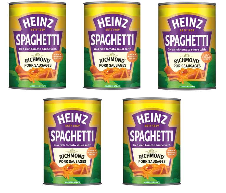 Heinz Spaghetti with Richmond Pork Sausages 400g - 5 Tins for £5 + 5% Off Any 4 - Discount at Checkout