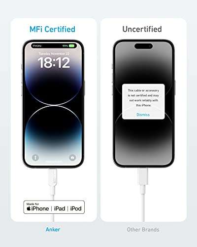 Anker USB C to Lightning Cable, 310 USB-C to Lightning Cable 3ft), MFi Certified, Fast Charging Cable - Sold by Anker Direct / FBA