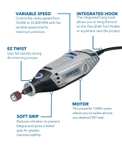 Dremel 3000 Rotary Tool 130 W, Amazon Exclusive Multi Tool Kit with 5 Acessories, Variable Speed 10.000-33.000 RPM