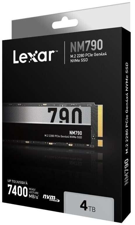 Lexar NM790 4TB M.2 PCIE Gen4 NVMe SSD - PS5 Compatible W/Code @ Ebuyer