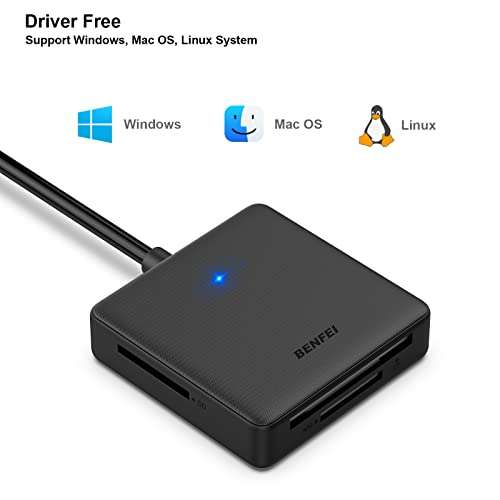 Memory Card Reader, BENFEI 4in1 USB USB-C to SD Micro SD MS CF Card Reader Adapter- Sold by AVACON EU Direct FBA