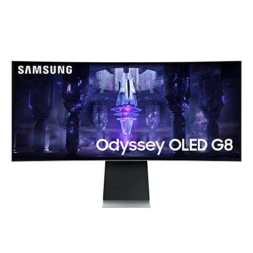 Samsung Odyssey OLED G8 Gaming Monitor S34BG850SU, 34 Inch OLED Panel, UWQHD Resolution, FreeSync Premium, 0.03 ms (GtG), 175 Hz, Silver