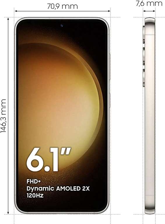 Samsung Galaxy S23 128GB 5G Cream Smartphone + 100GB Vodafone Data, £27pm (24m), £40 Upfront With Code - £688 @ Mobiles.co.uk