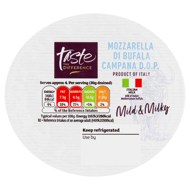 Buffalo Mozzarella Cheese, Taste the Difference 125g (Nectar Price)