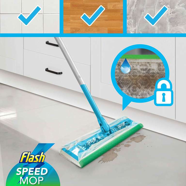 Flash Speed Mop Floor Cleaner Starter Kit, Spray Mop, All-In-One Floor Mopping System (4 Wet + 4 Dry Pads)
