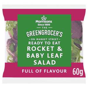 Morrisons Rocket & Baby Leaf Salad 60g/Morrisons Baby Leaf Salad 60g/Morrisons Crispy Salad 70g 89p Each or 2 for £1 Mix and Match