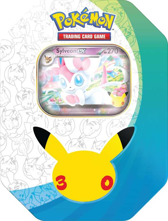 Pokémon TCG: 30th Celebration Tin - Sylveon ex (1 Foil Promo Card & 4 Booster Packs) Invite only