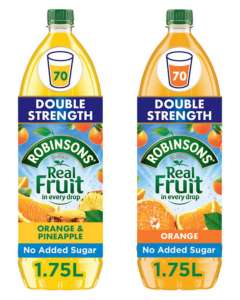 Robinsons Double Strength Orange/orange and pineapple NAS Squash, 1.75 : £1.67 / £1.50 Subscribe & Save + 20% Voucher on 1st S&S @ Amazon
