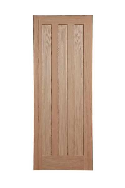 Fortia Vertical 3 panel Unglazed Contemporary Natural Oak veneer Internal Timber Door, (H)1981mm (W)686mm (T)35mm + 15 Year Guarantee