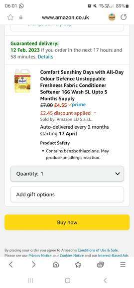 Comfort Sunshiny Days Fabric Conditioner 160 wash - £7 / £5.95 Subscribe & Save + 15% Voucher on 1st S&S - £4.55 @ Amazon