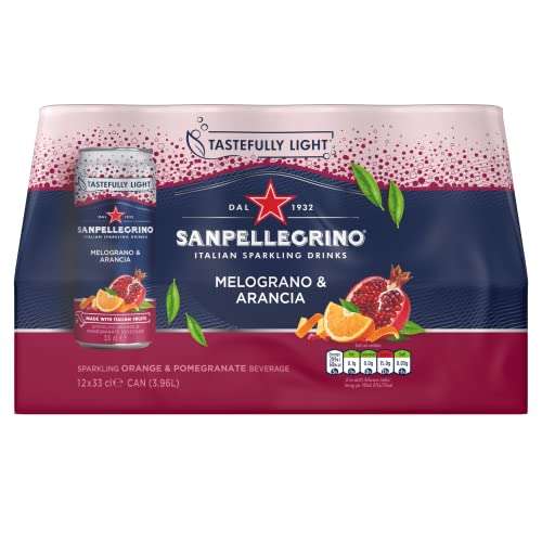 San Pellegrino Italian Tastefully Light Sparkling Pomegranate & Orange Canned Soft Drink 12 x 330ml - £7 @ Amazon