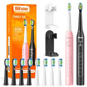 Bitvae Electric Toothbrushes 2 Pack Sonic Toothbrush with Holders, Dual Ultrasonic Electronic Toothbrush with voucher Sold by Clevo / FBA