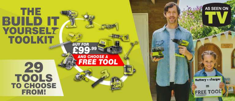 Ryobi 4.0Ah Battery &amp; Charger Kit + FREE Tool - £99.99 at Ryobi ...