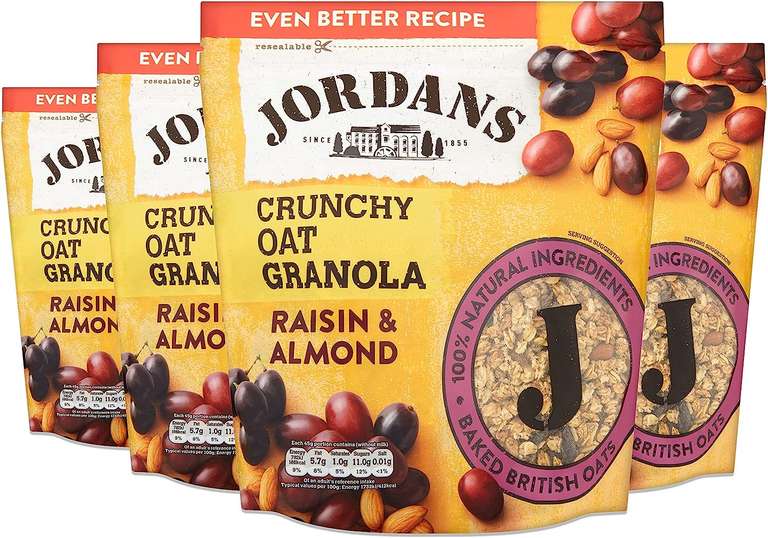 Jordans Granola Raisin & Almond Breakfast Cereal 4 x 750g - £8.30 via S&S at checkout