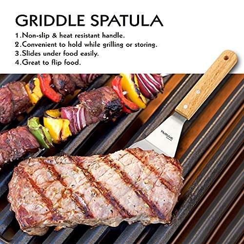 Griddle BBQ Scraper Set – 3pcs Stainless Steel Griddle Spatulas for Barbeque and Kitchen With 50% Voucher – Sold by Malmo F/B Amazon