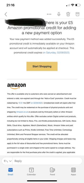 £5 Amazon credit for adding a backup card - Selected accounts invite only