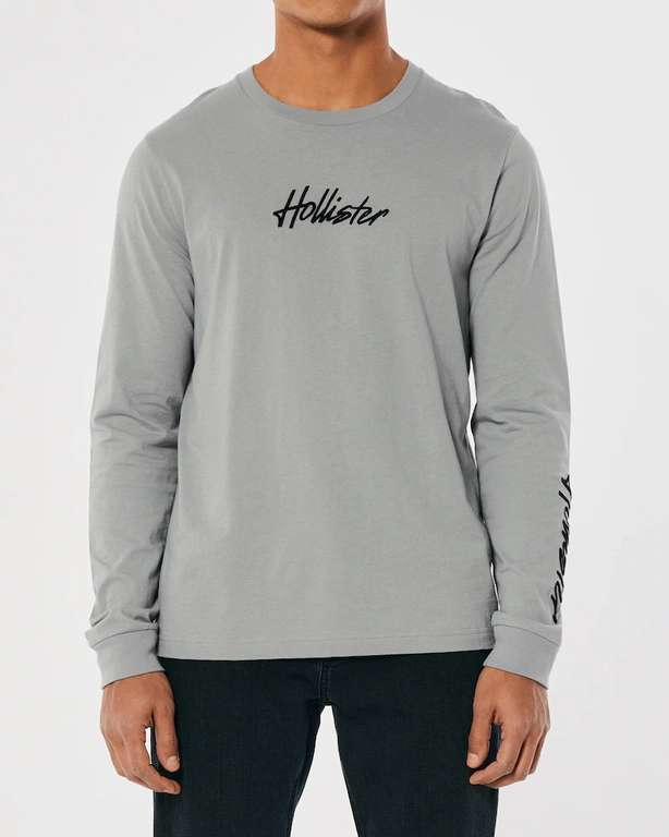 Long-Sleeve Embroidered Logo Graphic T-Shirt - £13.20 With Click & Collect @ Hollister
