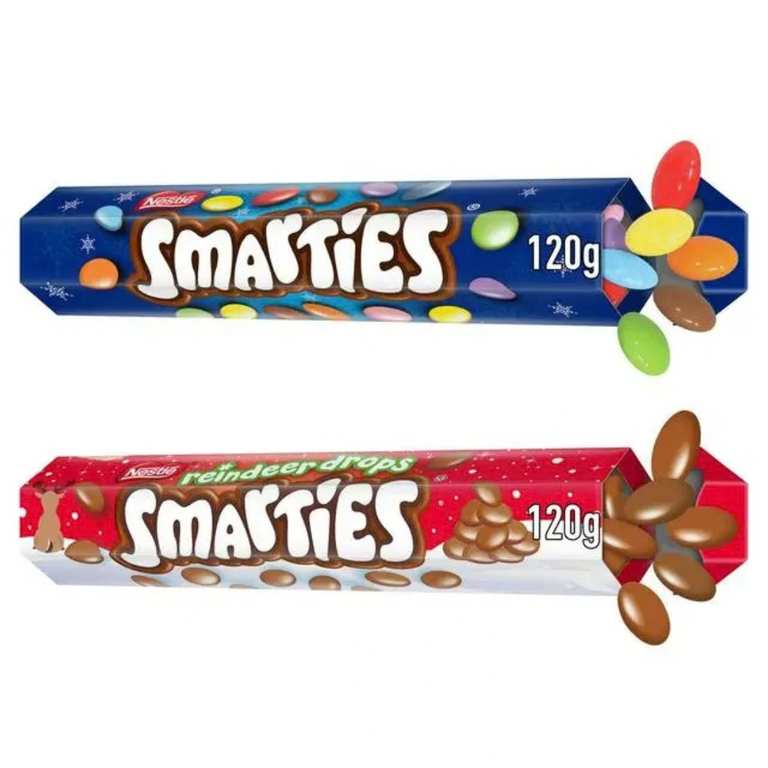 Smarties Milk Chocolate Giant Tube / Smarties Reindeer Drops Milk Chocolate Giant Tube 120g