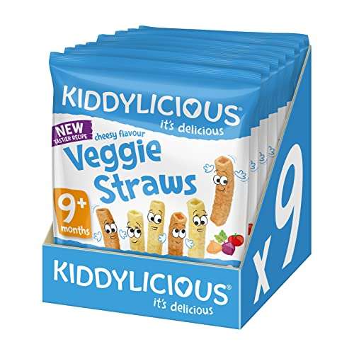 Kiddylicious Cheesy Veggie Straws - Delicious Snacks for Kids - Suitable for 9+ Months - 9 Packs £4.28 at Amazon