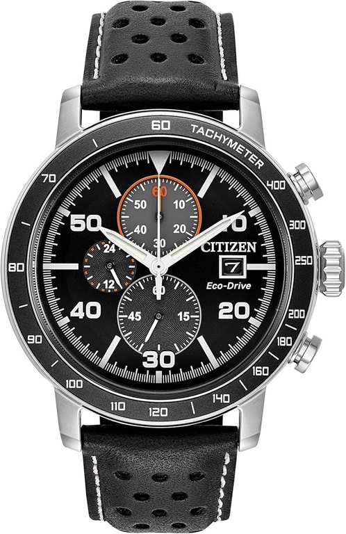 Citizen Men's Eco-Drive Brycen Black Leather Strap Watch