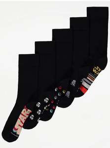 Mens Disney Star Wars Black Ankle Socks 5 Pack (Size 6-8.5 & 9-12) + Extra 10% off with George Reward Points + Free Click & Collect