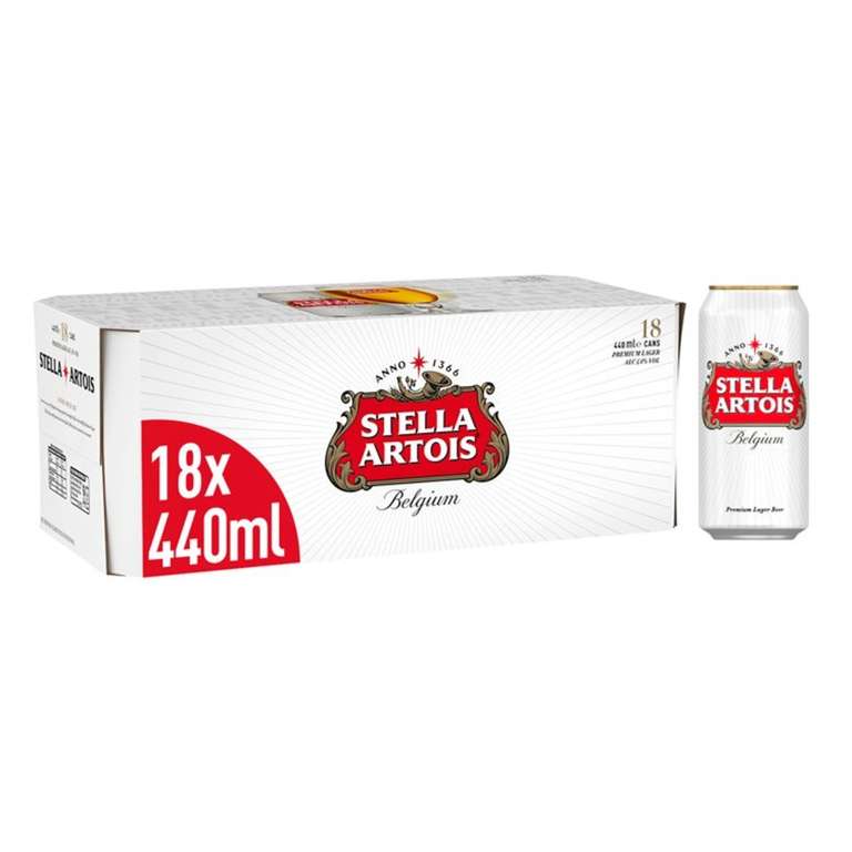 Stella Artois Premium Lager Beer Cans 18 x 440ml