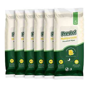 Presto! Multipurpose Biodegradeable Household Wipes 6 packs(total 252 wipes) £6.66 or £4.33 S&S with 20% off for 1st order @ Amazon