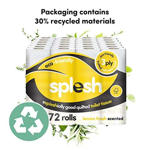 Splesh by Cusheen Lemon Fresh Toilet Roll 72 rolls £24.99 - Sold and dispatched by Cusheen on Amazoin
