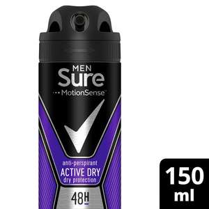 Sure Men Active Antiperspirant Deodorant and Sure invisible 150ml - £0.85 @ Tesco