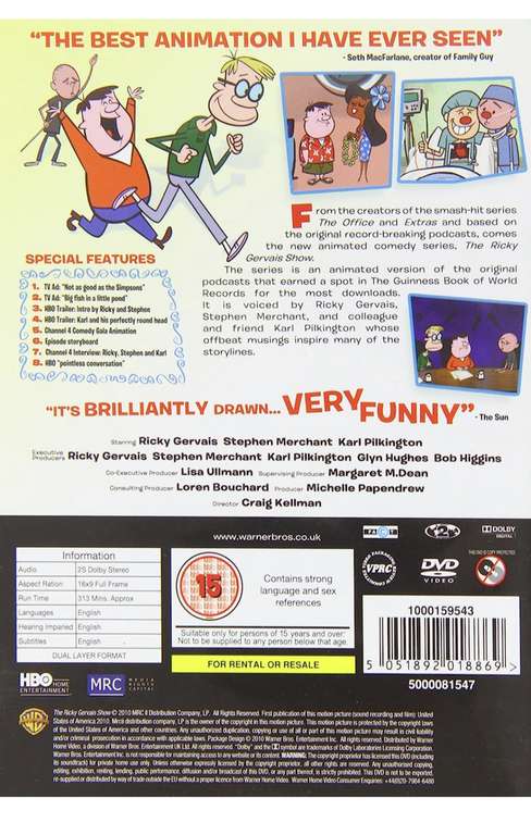 The Ricky Gervais Show Season 1 DVD (used) £1 with free click and collect @ CeX