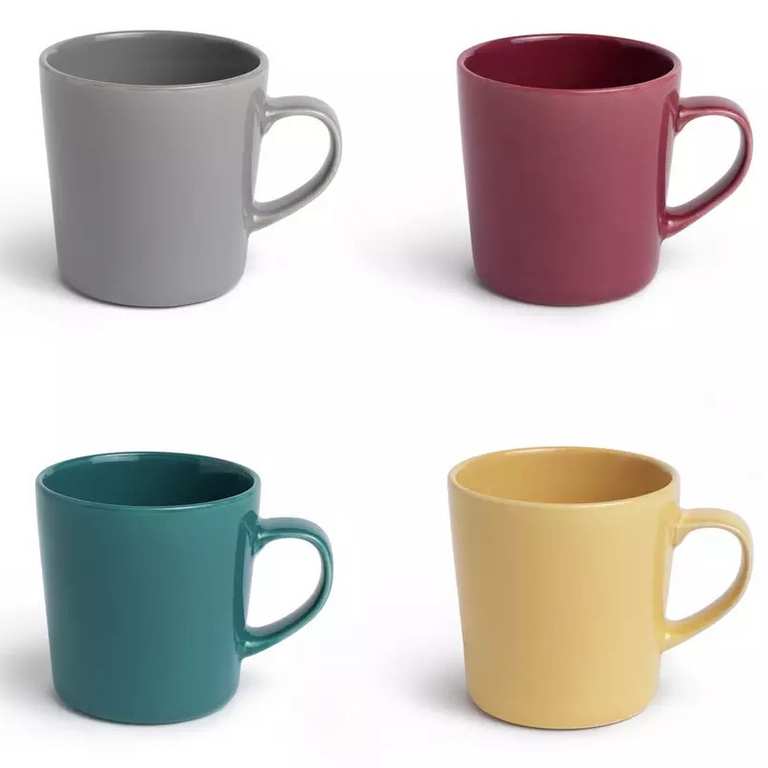 Habitat Colour Glaze Set of 4 Mugs / Matte Green / Matte Pink - Free C&C