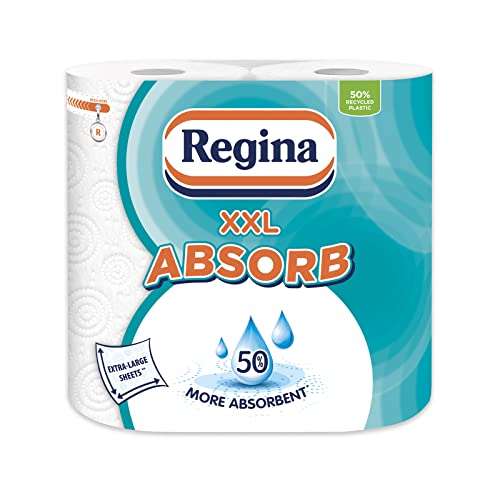 Regina XXL Absorb Kitchen Roll - 8 Rolls | 600 Extra Large Sheets 2 Layers - £12 (£10.80 with Subscribe & Save) @ Amazon