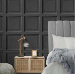 Square Panel Black Wallpaper £7 click and collect @ Dunelm