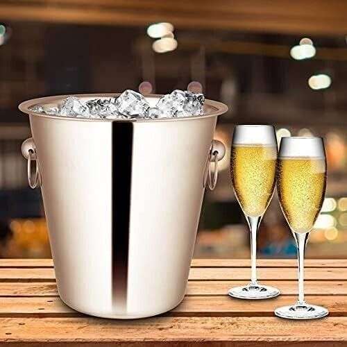 5L Stainless Steel Ice Bucket Champagne Wine Cooler with Handles Sold By Chabrias Ltd