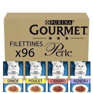 Purina Gourmet Perle Adult Wet Cat Food Chef's Collection in Gravy with Duck, Lamb, Chicken, Turkey 96 x 85g Packs