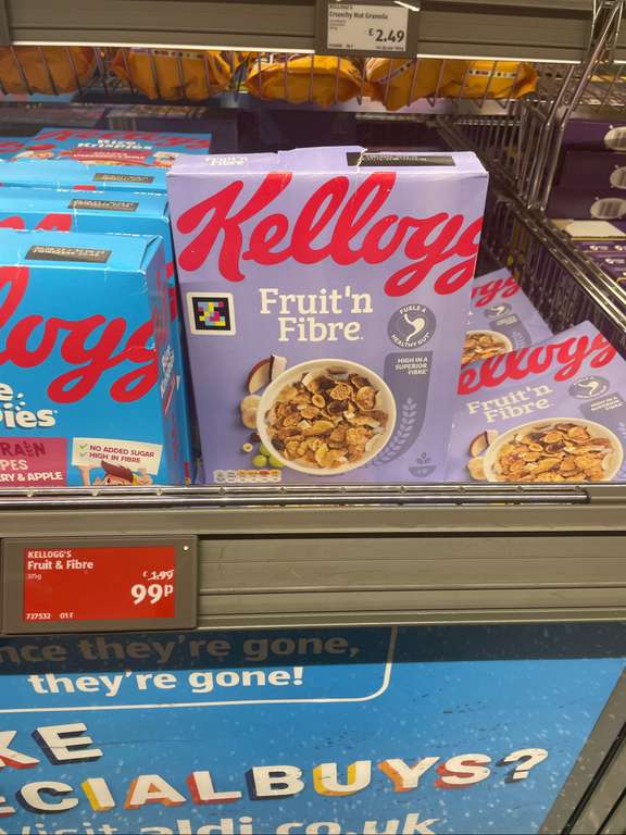 Kellogg’s Fruit & Fibre 375g box 99p @ Aldi Wallsend