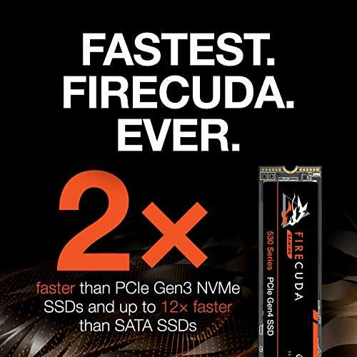 1TB - Seagate FireCuda 530 NVMe SSD M.2 PCIe Gen4 × 4 NVMe 1.4, up to 7300 MB/s, 3D TLC-NAND, 1275 TBW - £56.54 @ Amazon Germany