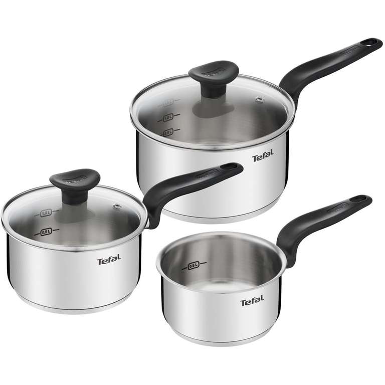 Tefal 3 Piece Primary Pan Stainless Steel Saucepan Set £27 Free Collection Limited Locations @ Wilko