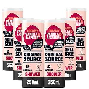 Original Source Vanilla & Raspberry Shower Gel, Natural Fragrance, Paraben Free, Bulk Buy, Pack of 6 x 250 ml (£5.10 - £5.70 with S&S)