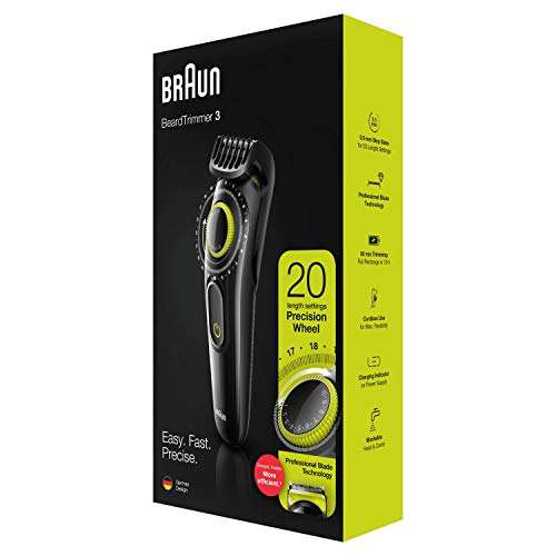 Braun Beard Trimmer BT3221 - Lifetime Sharp Blades, Precision Dial For 20 Length Settings In 0.5 Mm Step Sizes - £15 @ Amazon