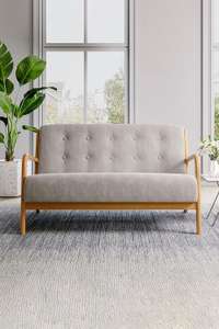 Solid Wooden Frame Upholstered Tufted Sofa Sold & Delivered by Living and Home