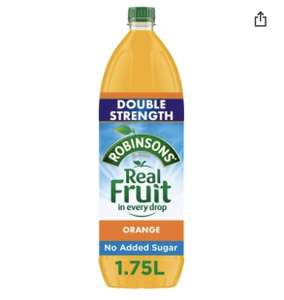 Robinsons Fruit Squash Orange double strength 1.75L £1.59 with voucher no S&S needed (£1.29 Sbuscribe & Save) free delivery @ Amazon