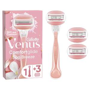 Gillette Venus ComfortGlide Spa Breeze Women's Razor 2-In-1 Razor Blade + 3 Refills, with Shaving Gel Bars